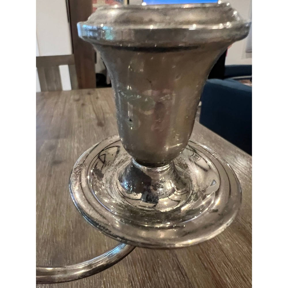 Vintage Silver Plated 3 Light Candelabra Weighted Base Taper Candle Holder - Picture 7 of 10